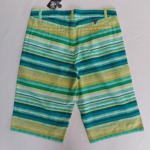 GUESS Boy Bermuda Short Youth‎ Size 18 Green & yellow Striped - Picture 4 of 4